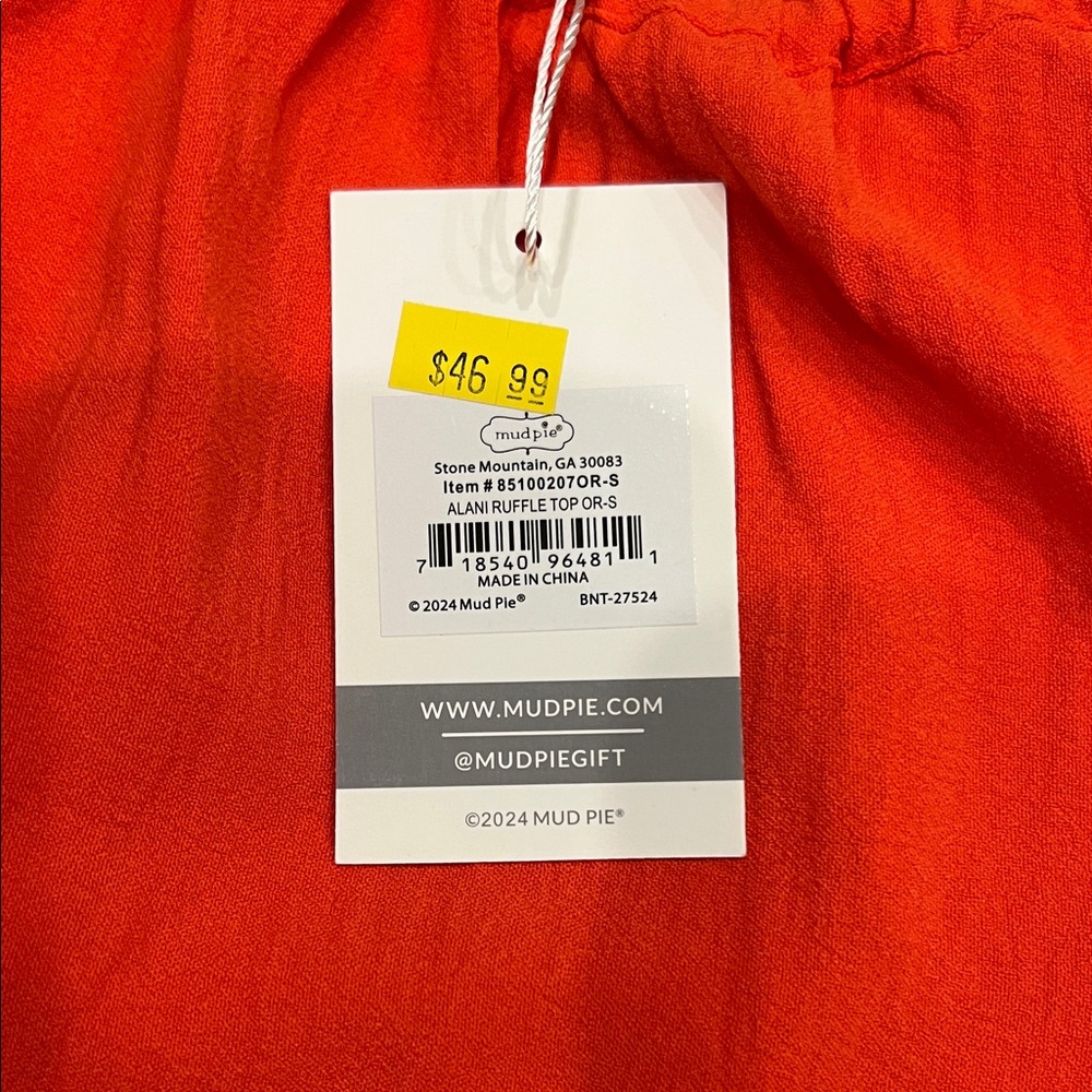 Mudpie Bright Orange Ruffle Top - Picture 5 of 5